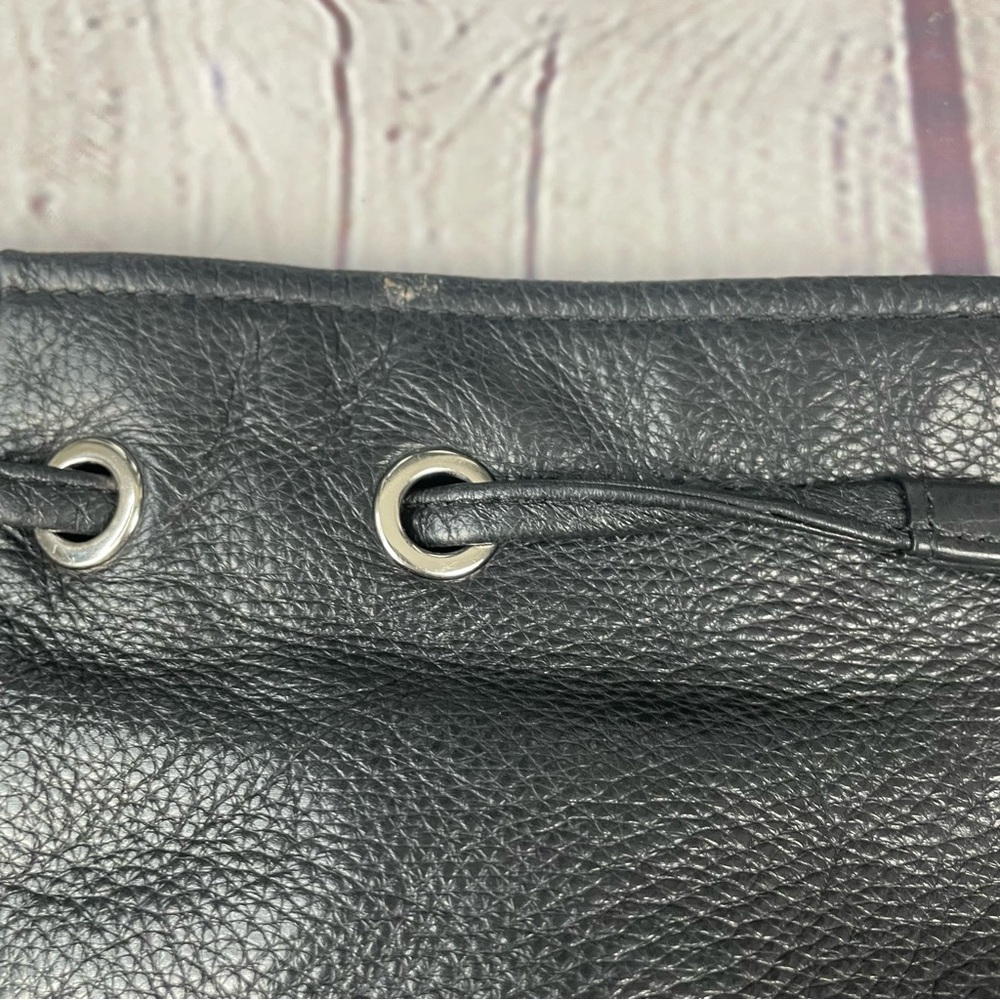 Coach Avery Pebbled Leather Hobo Bag Bucket Drawstring Black Teal Silver - Picture 8 of 16